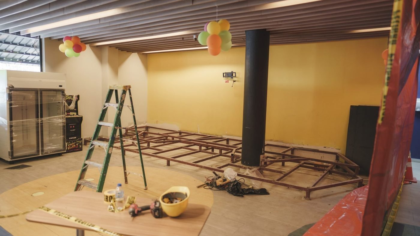 Estructura de los bancos de la cafetería