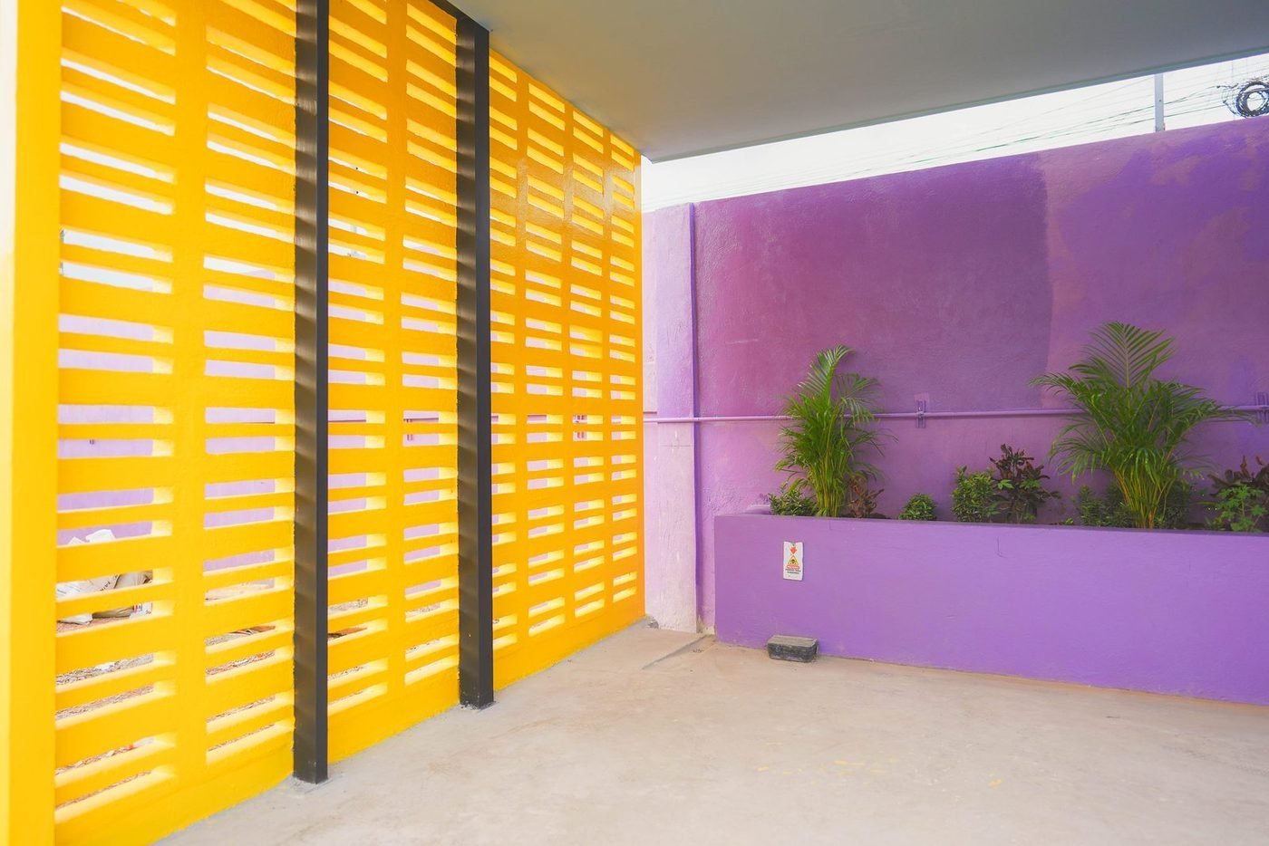 Jardinera bajo la celosía