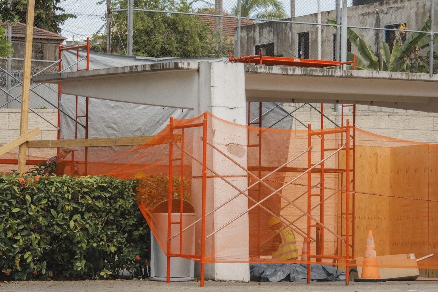 El área confinada durante los trabajos